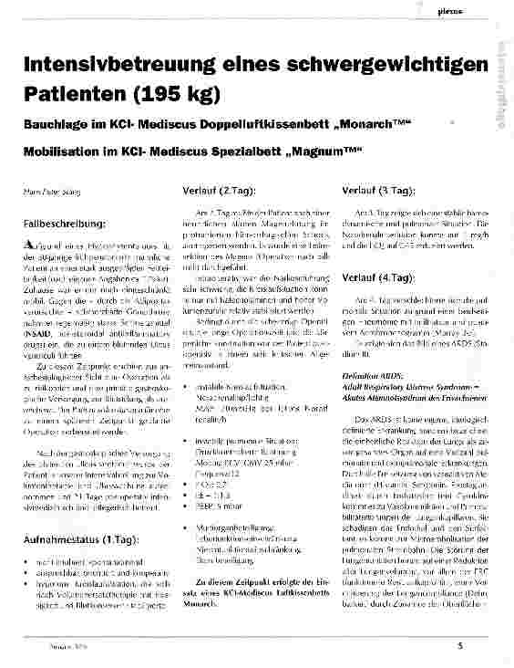 Vorschauseite 1: Intensivbetreuung eines schwergewichtigen Patienten (195 kg)