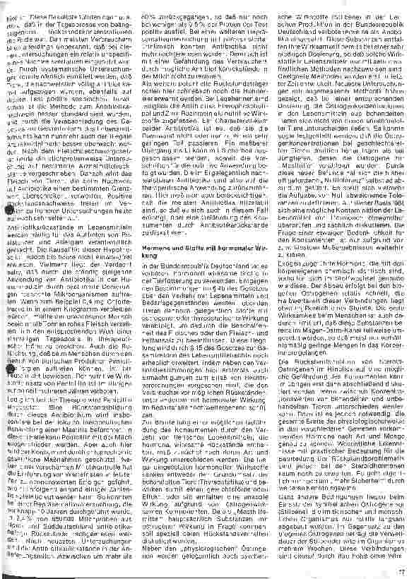 Vorschauseite 2: Einfluß der Ernährung auf Gesundheit und Leistungsfähigkeit 18. Folge: Rückstände in Lebensmitteln tierischer Herkunft