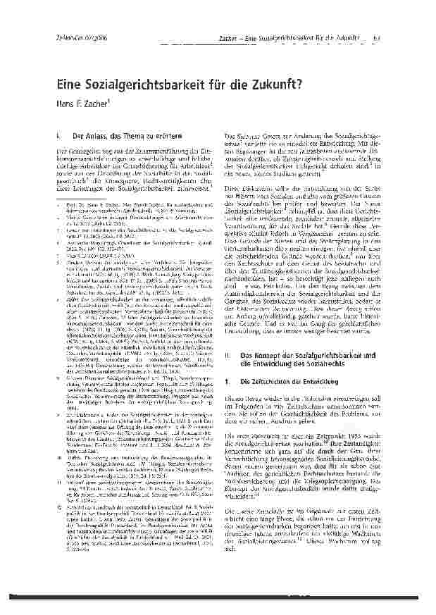 Vorschauseite 1: Eine Sozialgerichtsbarkeit für die Zukunft?
