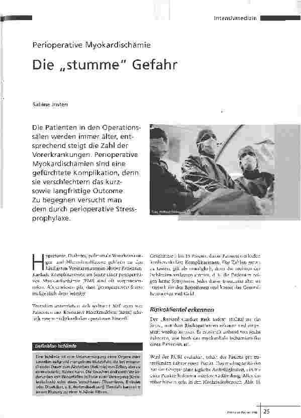 Vorschauseite 1: Perioperative Myokardischämie - Die stumme Gefahr