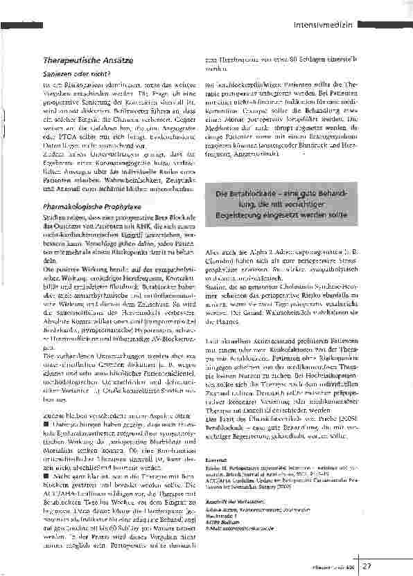 Vorschauseite 3: Perioperative Myokardischämie - Die stumme Gefahr