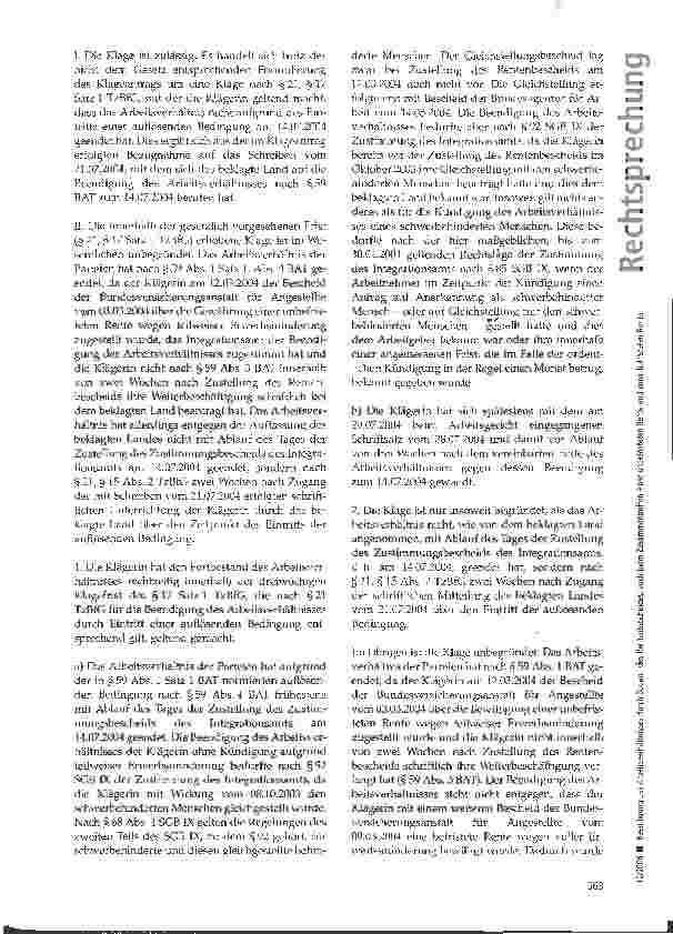 Vorschauseite 3: Beendigung des Arbeitsverhältnisses durch Zugang des Rentenbescheides, auch beim Zusammentreffen einer unbefristeten Rente und einer befristeten Rente