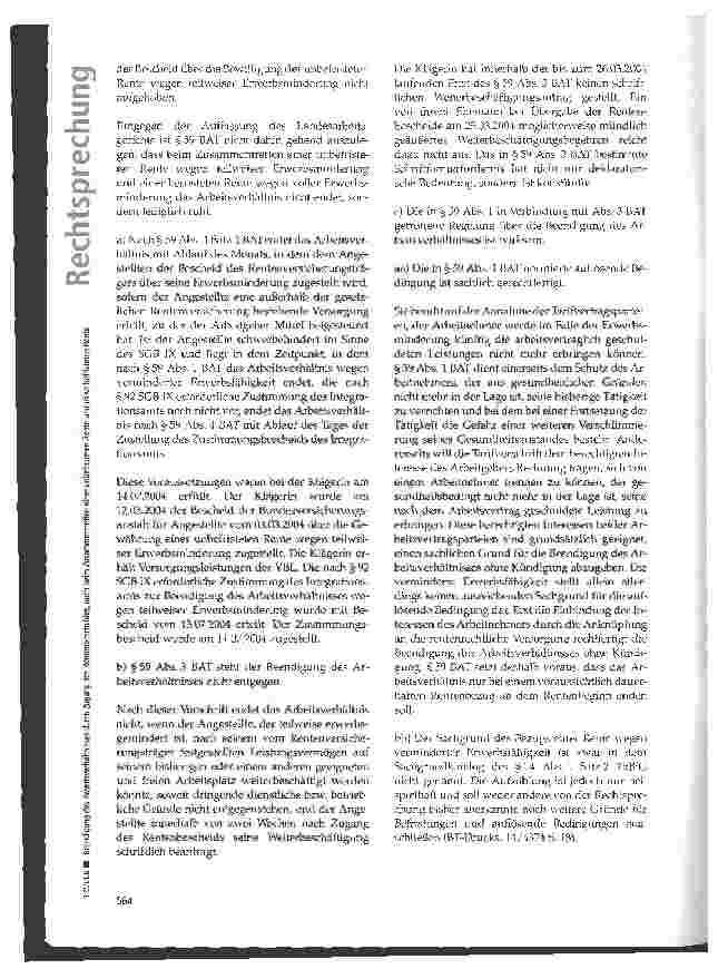 Vorschauseite 4: Beendigung des Arbeitsverhältnisses durch Zugang des Rentenbescheides, auch beim Zusammentreffen einer unbefristeten Rente und einer befristeten Rente