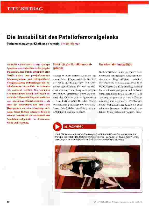 Vorschauseite 1: Die Instabilität des Patellofemoralgelenks