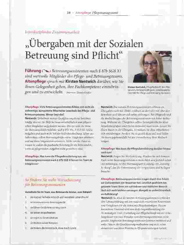 Vorschauseite 1: Übergaben mit der Sozialen Betreuung sind Pflicht