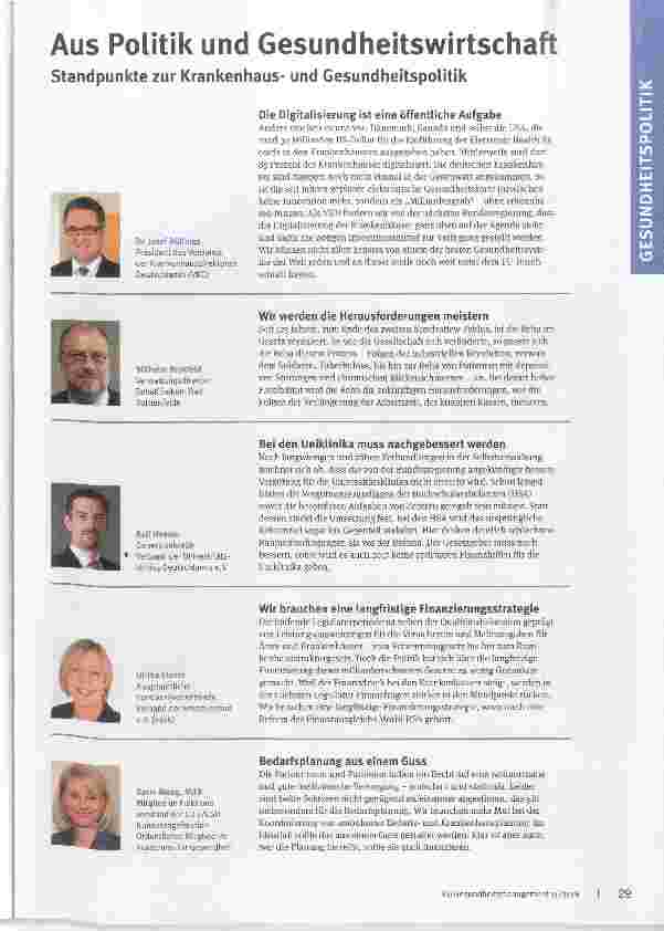Vorschauseite 1: Aus Politik und Gesundheitswirtschaft