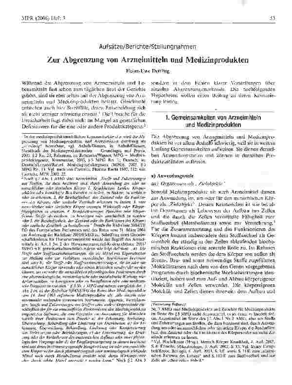 Vorschauseite 1: Zur Abgrenzung von Arzneimitteln und Medizinprodukten