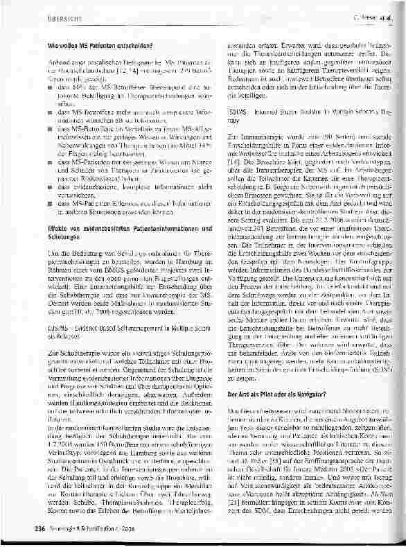 Vorschauseite 5: Empowerment, Adhärenz, evidenzbasierte Patienteninformation und partizipative Entscheidungsfindung bei MS - Schlagworte oder Wegweiser?