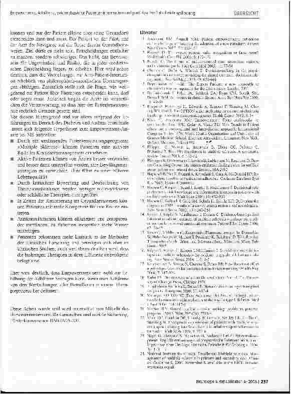 Vorschauseite 6: Empowerment, Adhärenz, evidenzbasierte Patienteninformation und partizipative Entscheidungsfindung bei MS - Schlagworte oder Wegweiser?