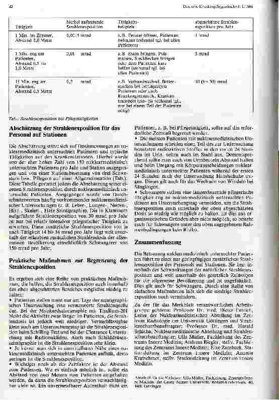 Vorschauseite 2: Strahlenexposition auf Stationen mit nuklearmedizinisch untersuchten Patienten