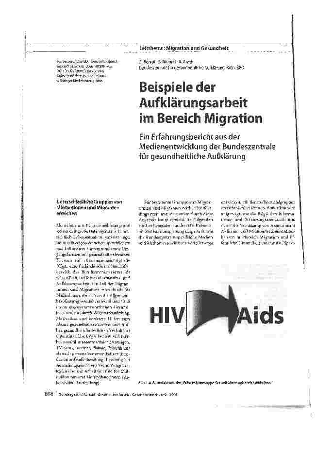 Vorschauseite 1: Beispiele der Aufklärungsarbeit im Bereich Migration