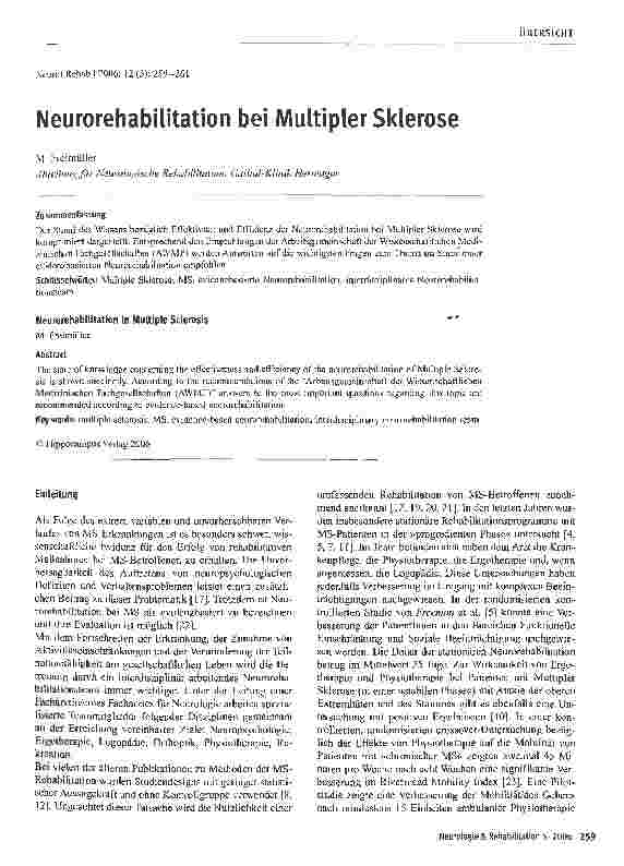 Vorschauseite 1: Neurorehabilitation bei Multipler Sklerose