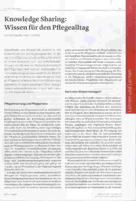 Vorschauseite 1: Knowledge Sharing: Wissen für den Pflegealltag