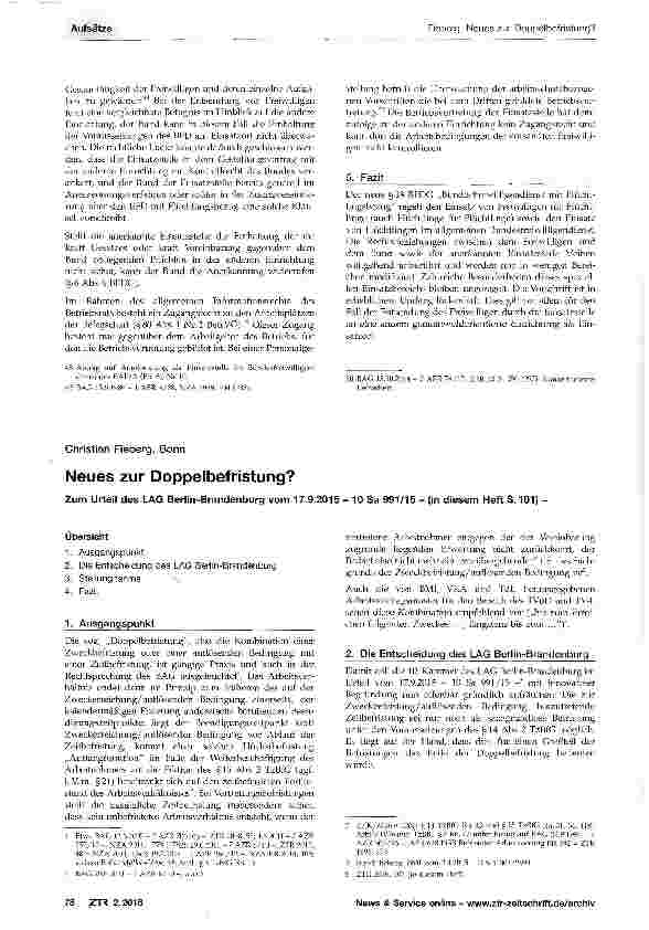 Vorschauseite 1: Neues zur Doppelbefristung?