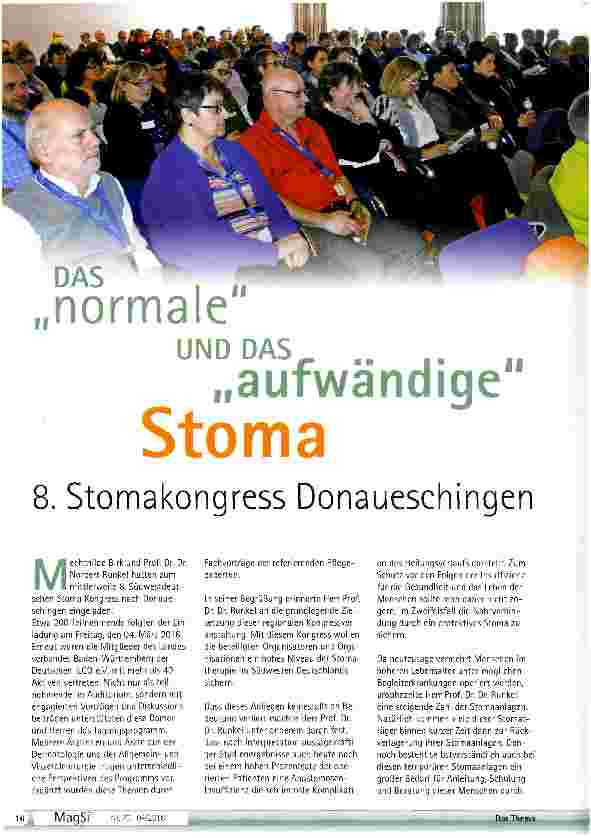 Vorschauseite 1: Das normale und das aufwändige Stoma 8. Stomakongress Donaueschingen