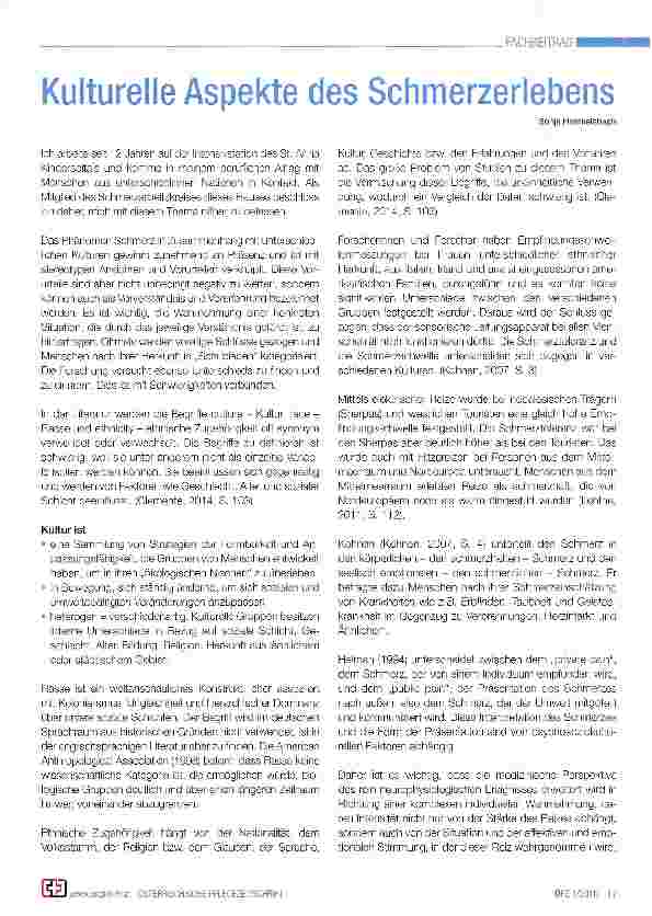 Vorschauseite 1: Kulturelle Aspekte des Schmerzerlebens