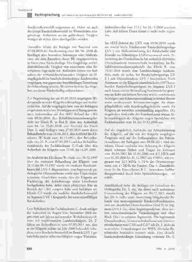 Vorschauseite 3: Zum Anspruch auf Anerkennung einer Berufskrankheit - Bandscheibenvorfall
