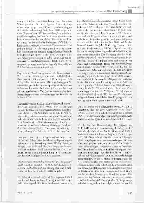 Vorschauseite 4: Zum Anspruch auf Anerkennung einer Berufskrankheit - Bandscheibenvorfall