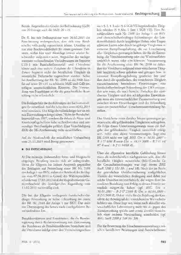 Vorschauseite 6: Zum Anspruch auf Anerkennung einer Berufskrankheit - Bandscheibenvorfall