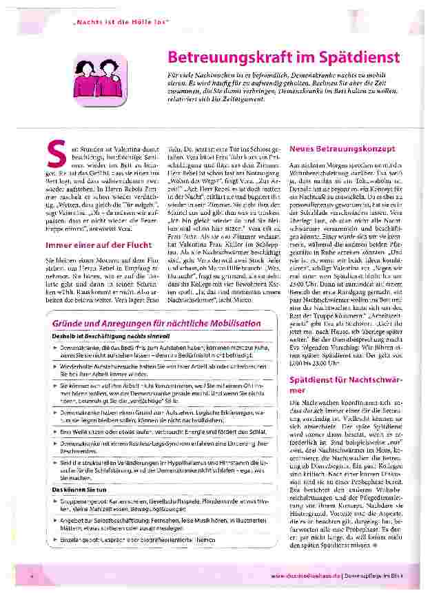 Vorschauseite 1: Betreuungskraft im Spätdienst