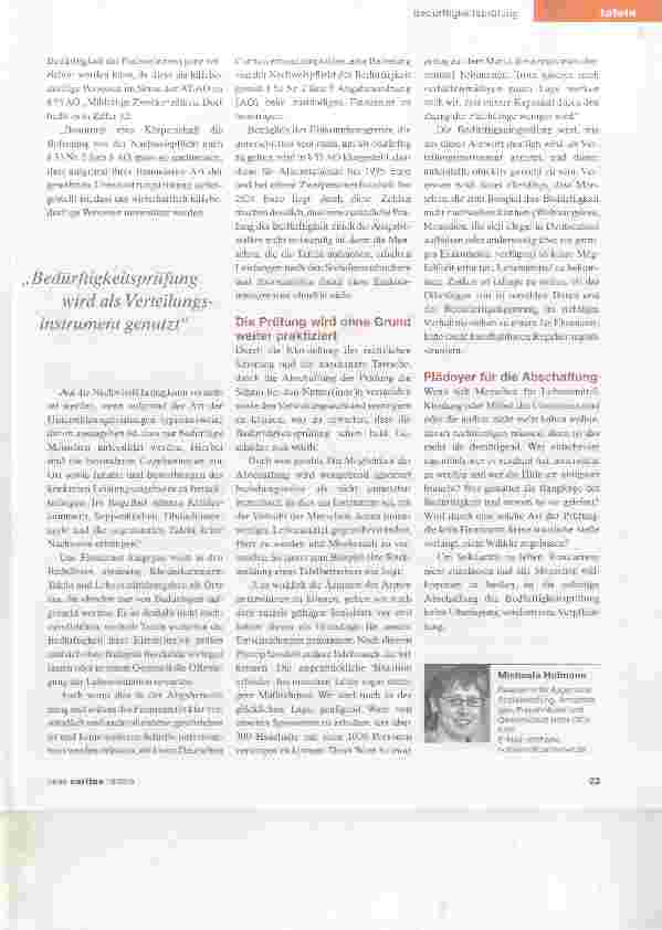 Vorschauseite 2: Solidarität statt Konkurrenz - keine Bedürftigkeitsprüfung