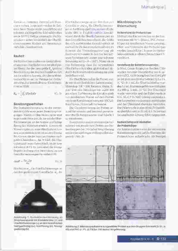 Vorschauseite 3: Einfluss von Material und Oberflächeneigenschaften auf die Persistenz von Staphylococcus aureus auf krankenhausüblichen Oberflächen
