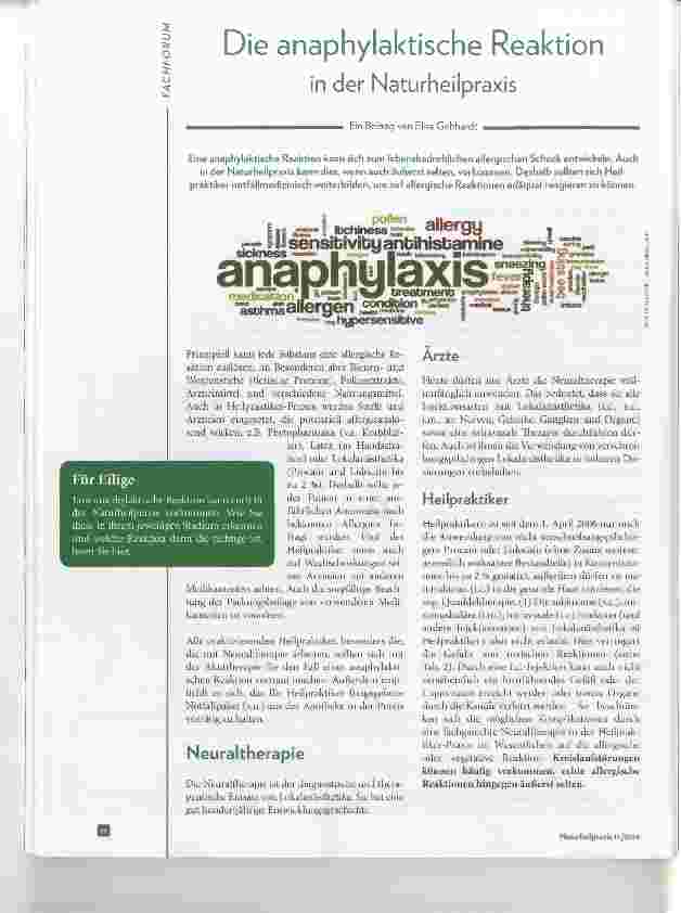 Vorschauseite 1: Die anaphylaktische Reaktion in der Naturheilpraxis