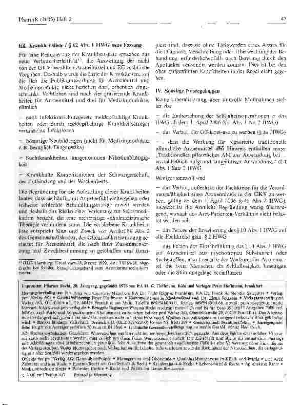 Vorschauseite 4: Die Novellierung des Heilmittelwerbegesetzes 2005eine Liberalisierung?