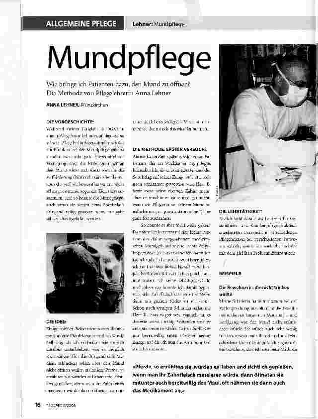 Vorschauseite 1: Wie bringe ich Patienten dazu, den Mund zu öffnen? Die Methode von Pflegelehrerin Anna Lehner