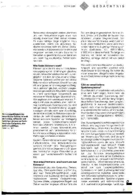 Vorschauseite 4: Das menschliche Gedächtnis
