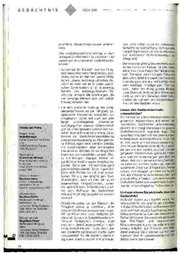 Vorschauseite 5: Das menschliche Gedächtnis