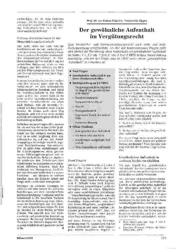 Vorschauseite 1: Der gewöhnliche Aufenthalt im Vergütungsrecht
