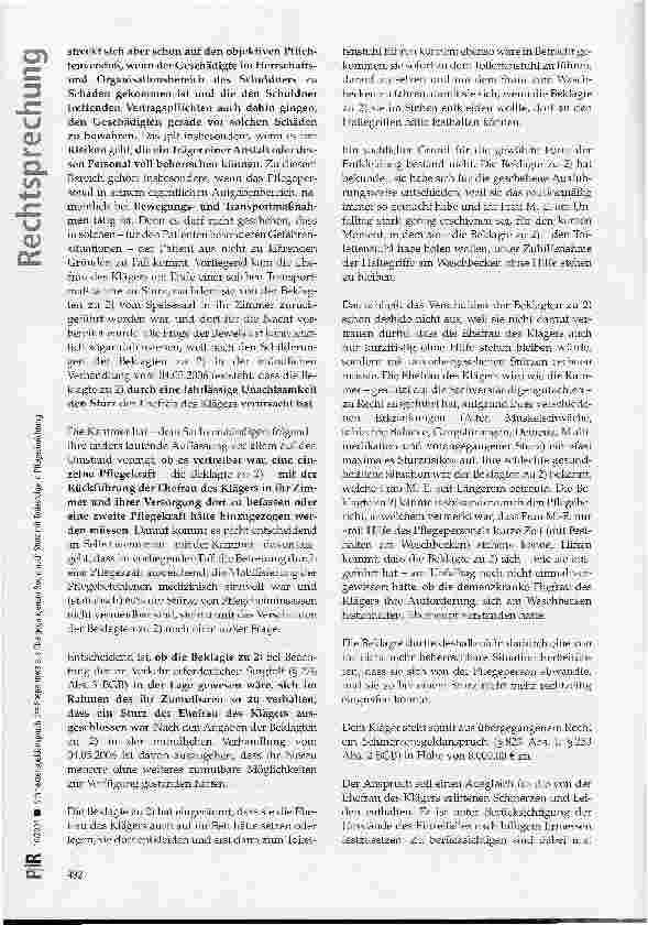Vorschauseite 3: Schmerzensgeldanspruch des Ehepartners aus übergegangenem Recht nach Sturz mit Todesfolge in Pflegeeinrichtung