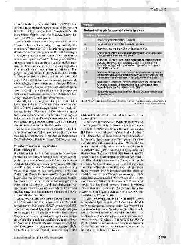 Vorschauseite 2: Strahlentherapie primärer gastrointestinalerNon-Hodgkin-Lymphome