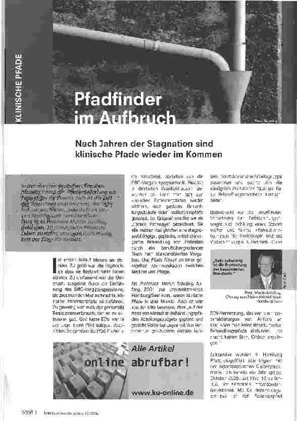 Vorschauseite 1: Pfadfinder im Aufbruch - Nach Jahren der Stagnation sind klinische Pfade wieder im Kommen