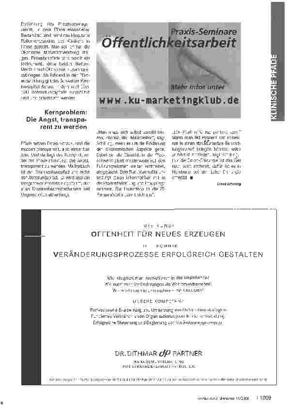 Vorschauseite 4: Pfadfinder im Aufbruch - Nach Jahren der Stagnation sind klinische Pfade wieder im Kommen