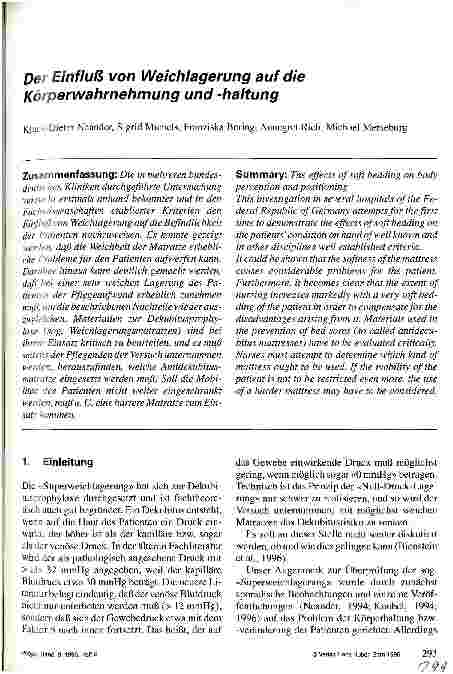 Vorschauseite 1: Der Einfluß von Weichlagerung auf die Körperwahrnehmung und -haltung