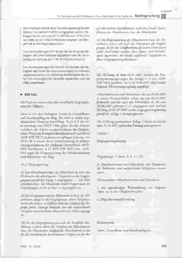 Vorschauseite 2: Zur Eingruppierung nach AVR Diakonie »Gesundheitspflegerin in der Psychiatrie«