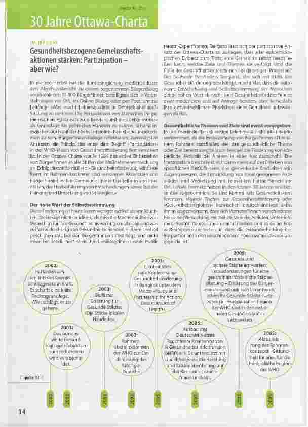 Vorschauseite 1: Gesundheitsbezogene Gemeinschaftsaktionen stärken: Partizipation aber wie?
