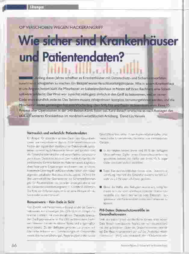 Vorschauseite 1: Wir sicher sind Krankenhäuser und Patientendaten?