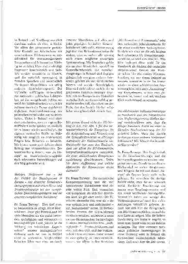 Vorschauseite 3: Der soziale Gedanke und die weitere Entwicklung der EU