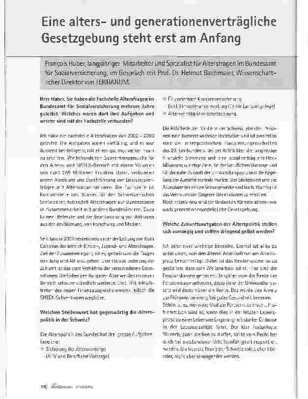 Vorschauseite 1: Eine altersund generationenverträgliche Gesetzgebung steht erst am Anfang