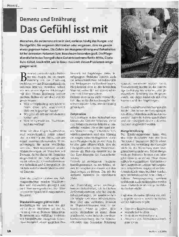 Vorschauseite 1: Demenz und Ernährung - Das Gefühl isst mit