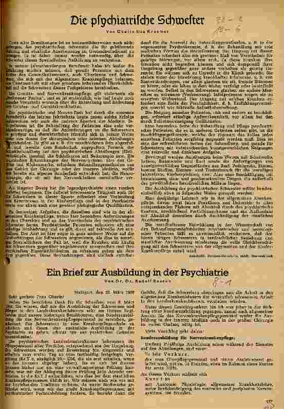 Vorschauseite 1: Ein Brief zur Ausbildung in der Psychiatrie