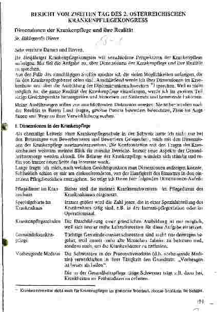 Vorschauseite 1: Dimensionen der Krankenpflege und ihre Realität