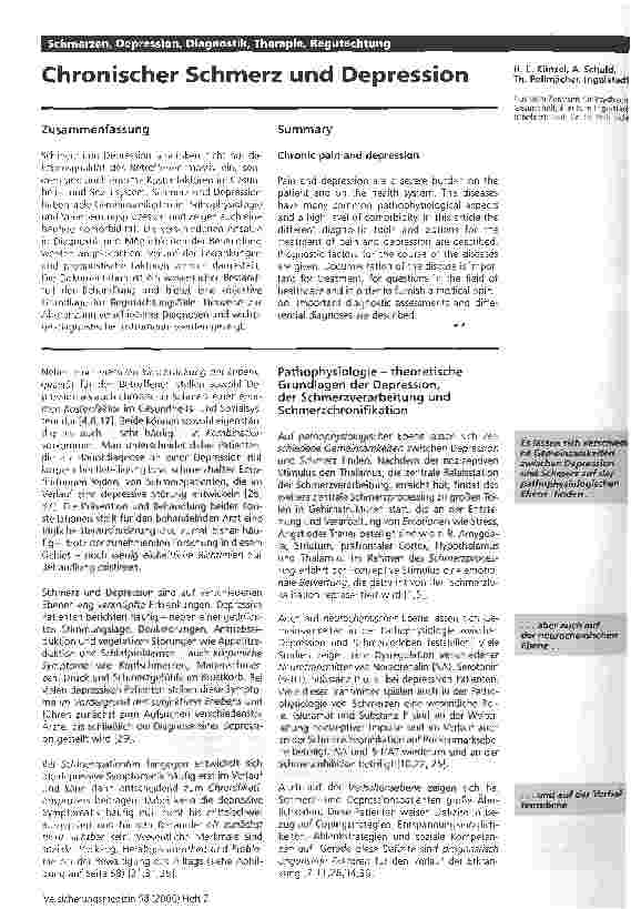Vorschauseite 1: Chronischer Schmerz und Depression