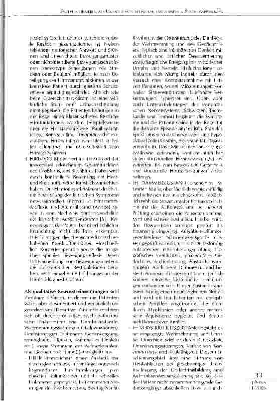 Vorschauseite 4: ENZEPHALOPATHIEN ALS URSACHE VONSCHWEREN ORGANISCHEN PSYCHOSYNDROMEN,KOMA UND HIRNTOD BEIM INTENSIVPATIENTEN