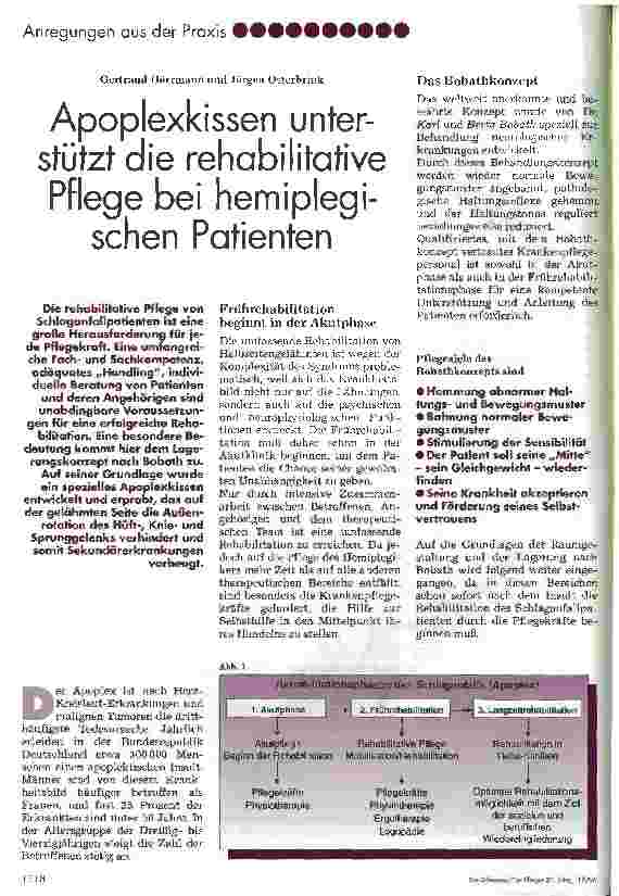 Vorschauseite 1: Apoplexkissen unterstützt die rehabilitative Pflege bei hemiplegischen Patienten