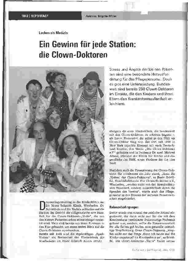 Vorschauseite 1: Lachen als Medizin - Ein Gewinn für jede Station die Clown-Doktoren