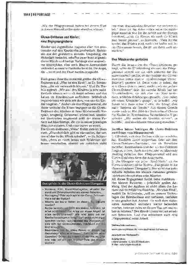 Vorschauseite 3: Lachen als Medizin - Ein Gewinn für jede Station die Clown-Doktoren